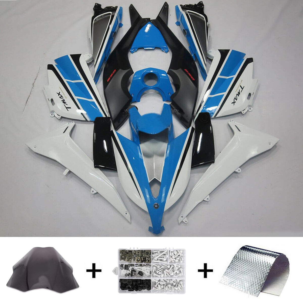 Amotopart 2012–2014 Yamaha T-Max TMAX530 Verkleidungsset in Weiß und Blau