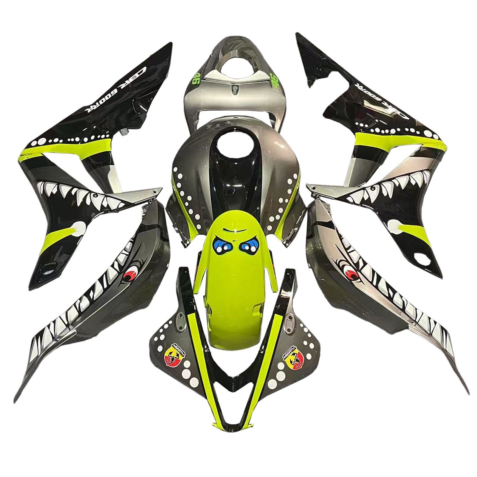 Amotopart 2007-2008 Honda CBR600RR Fluorescent jaune-vert avec des cames à dents de requin Kit