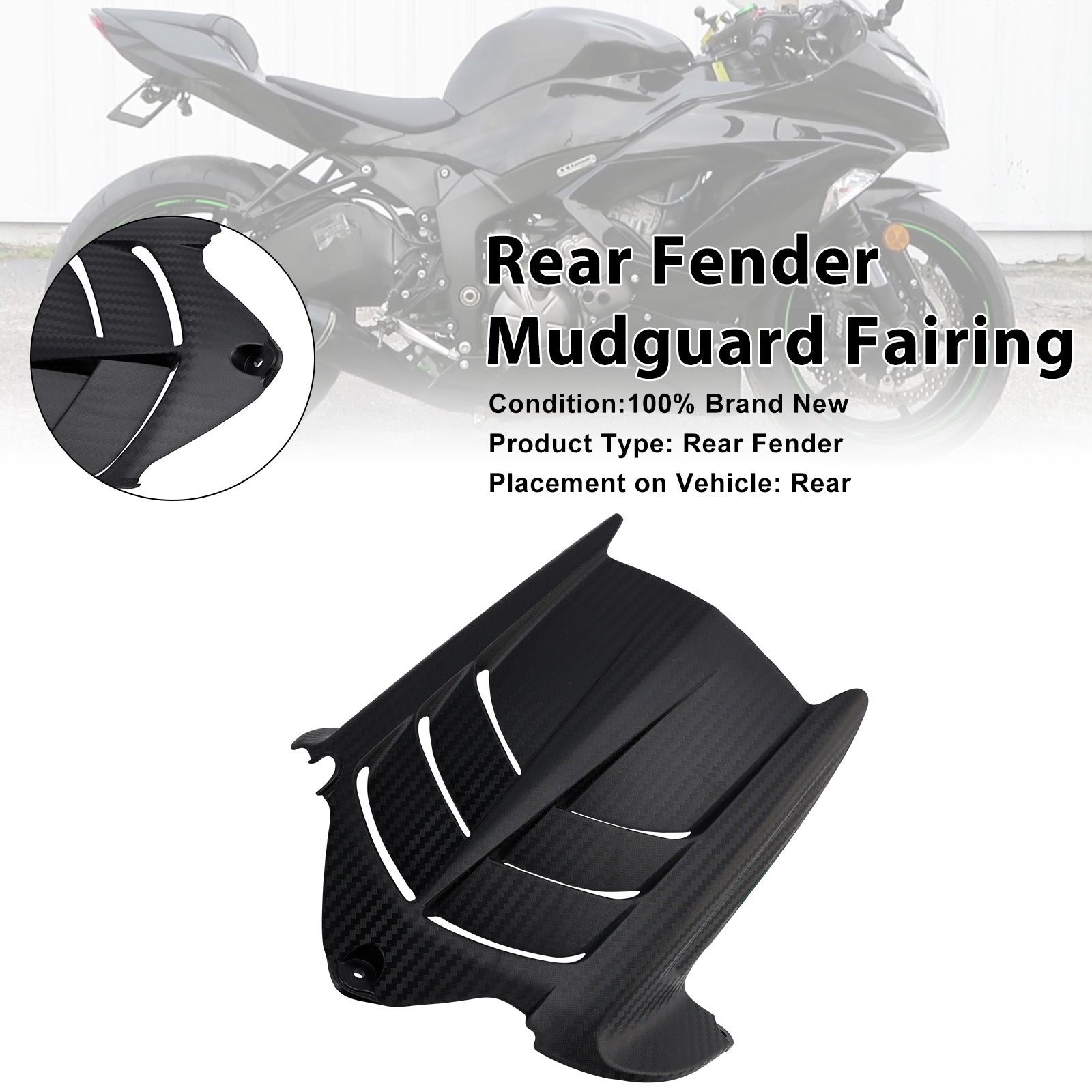 2009-2025 Kawasaki ZX-6R 636 Rear Fender Mudguard Fairing