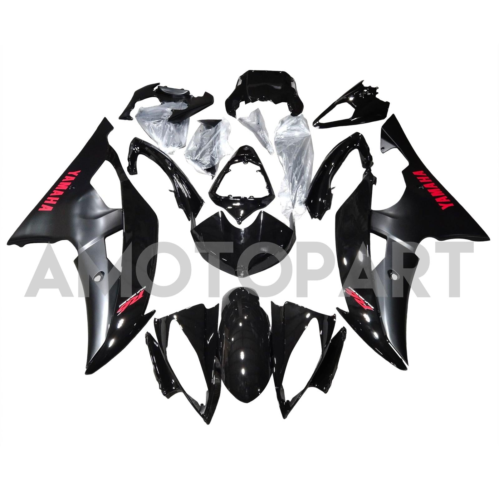 Amotopart 2008-2016 Yamaha YZF 600 R6 Black Fairing Kit