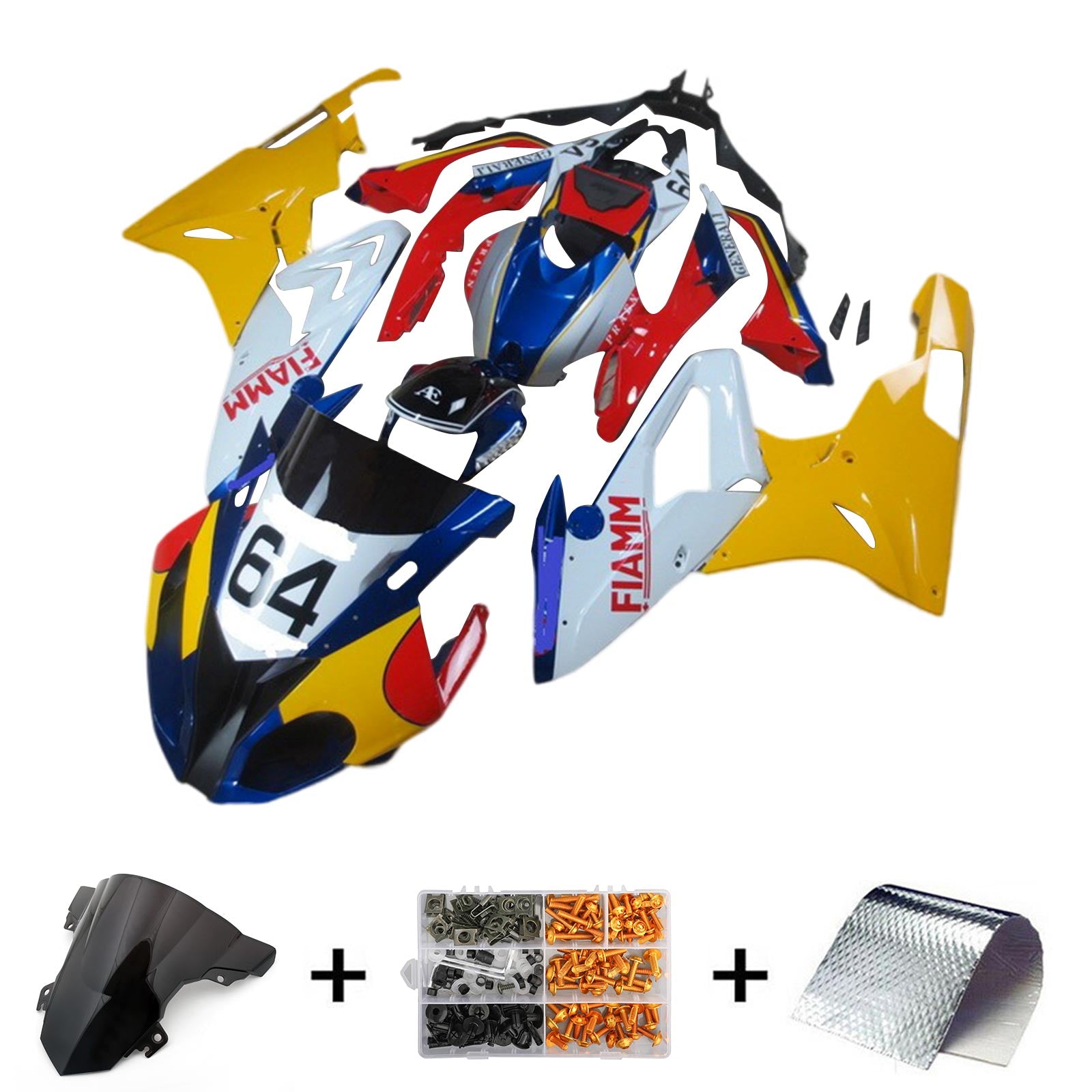 Amotopart BMW S1000RR 2017-2018 Blue&Yellow Style2 Fairing Kit