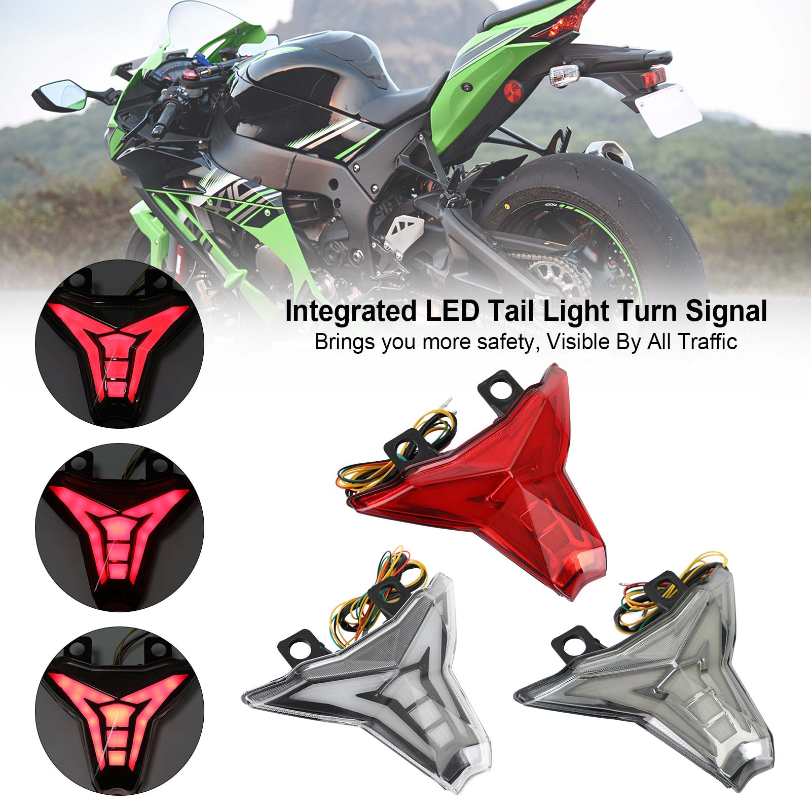 Integrierter Rücklicht-Blinker für KAWASAKI Ninja ZX10R Z1000 2013–2022. Generisch