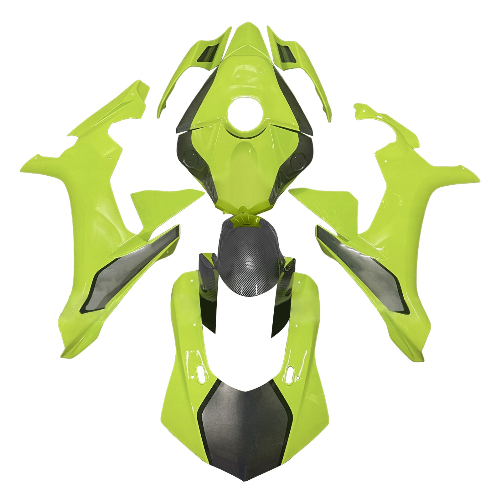 Amotopart 2015-2019 Yamaha YZF-R1 Yellow & Black Carbon Fiber Pattern Fairing Kit