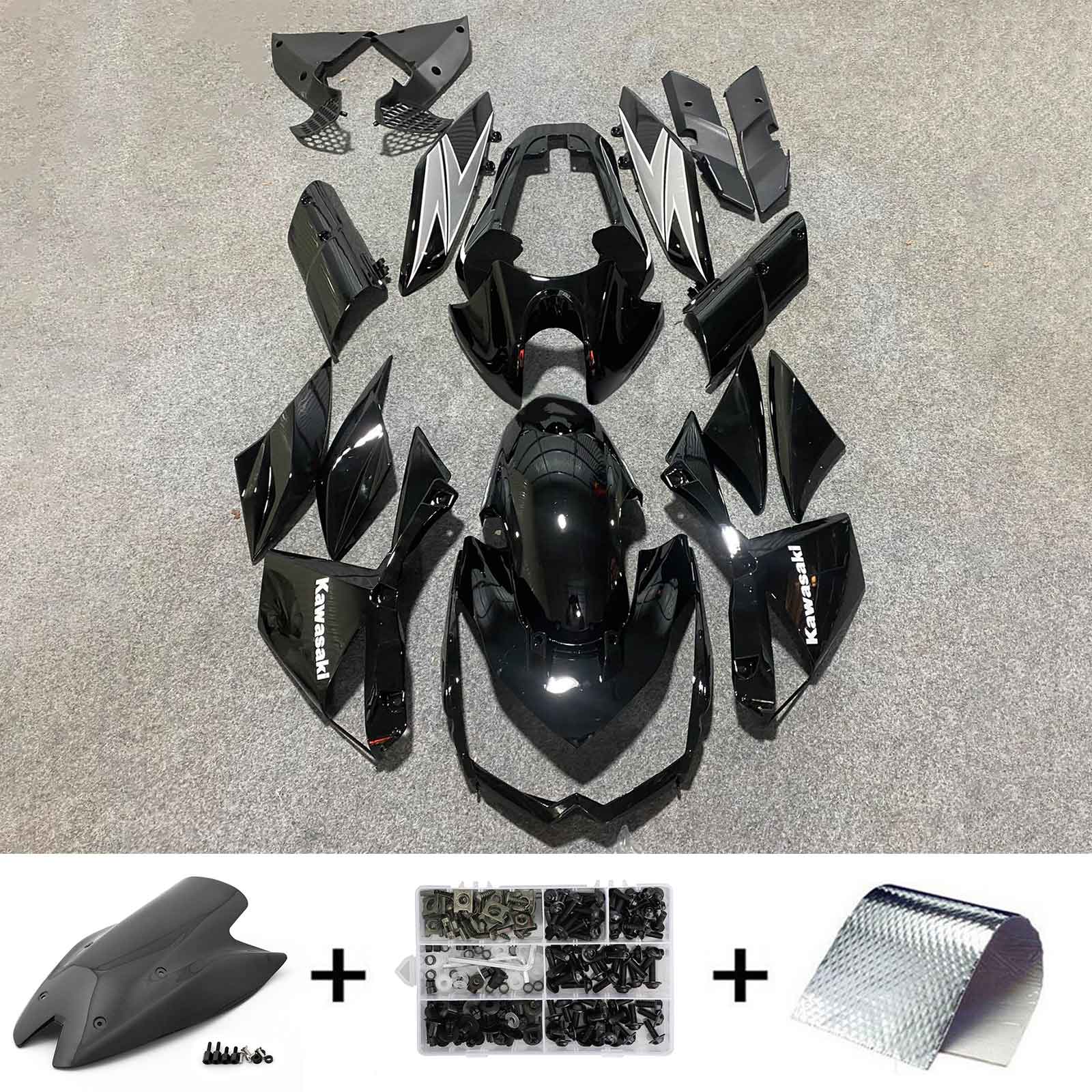 Amotopart 2010-2013 Z1000 Kawasaki Kit de carenado negro brillante