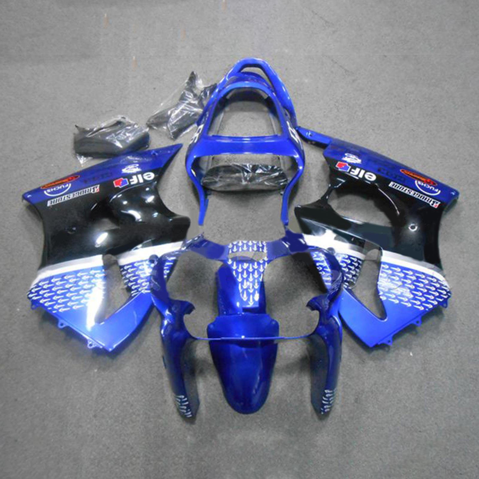 Amotopart ZX6R 636 2000-2002 ZZR600 2005-2008 Kit de carénage bleu et noir Kawasaki