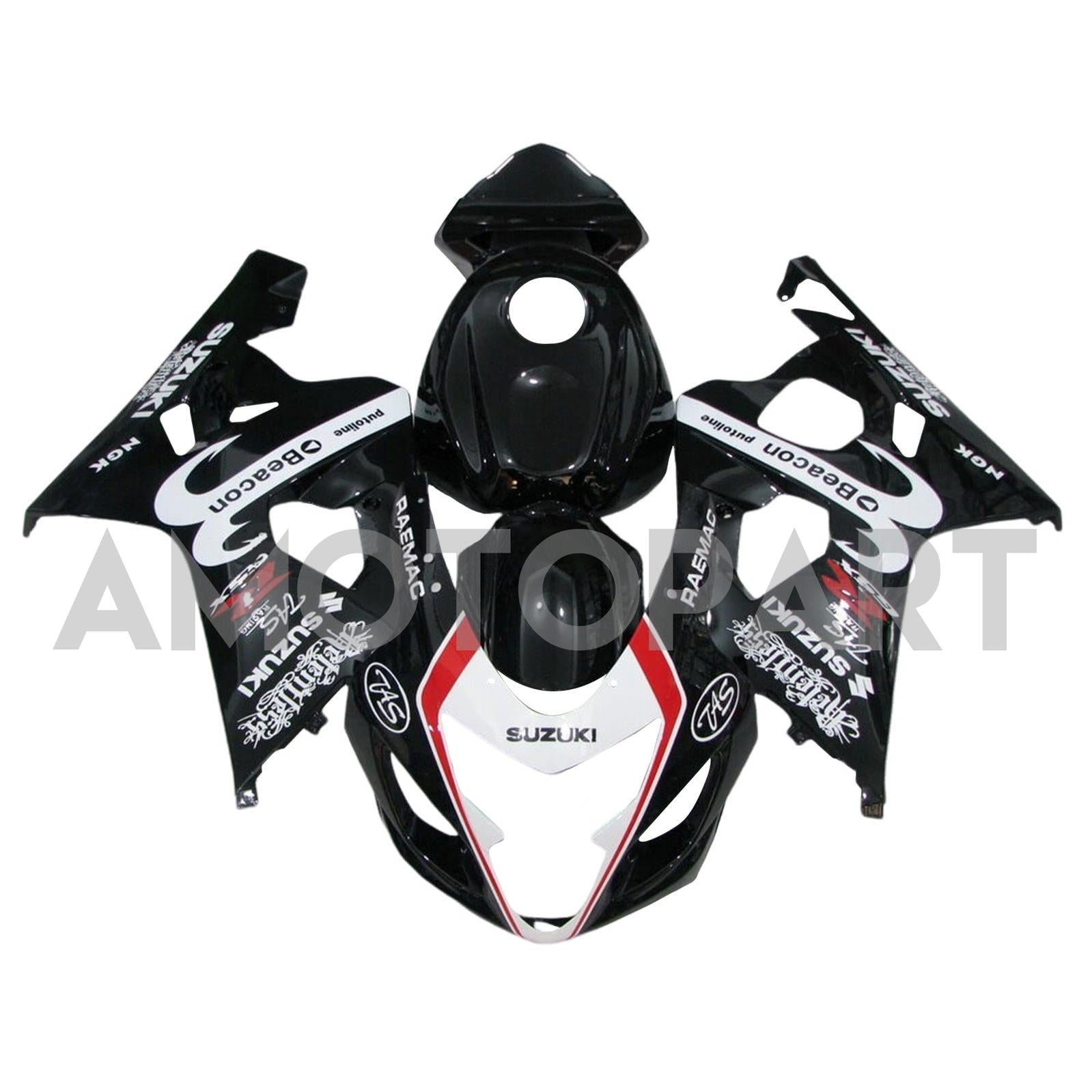 Amotopart 2004-2005 K4 GSXR 600/750 Suzuki White & Black Style4 Kit de carenagem
