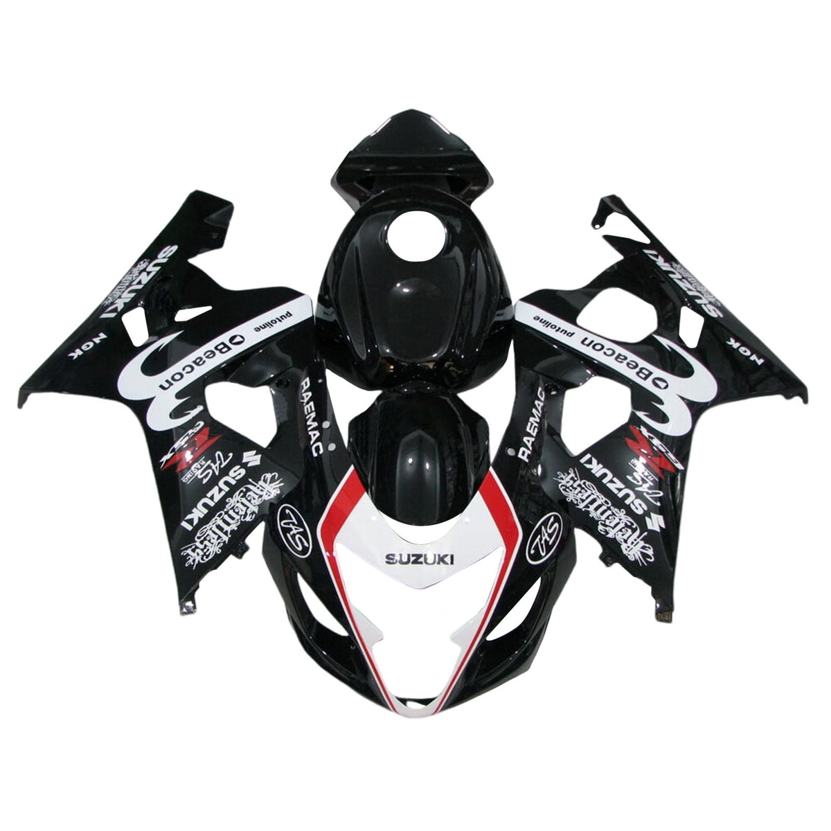 Amotopart 2004-2005 K4 GSXR 600/750 Suzuki Blanco y Negro Style4 Kit de carenado