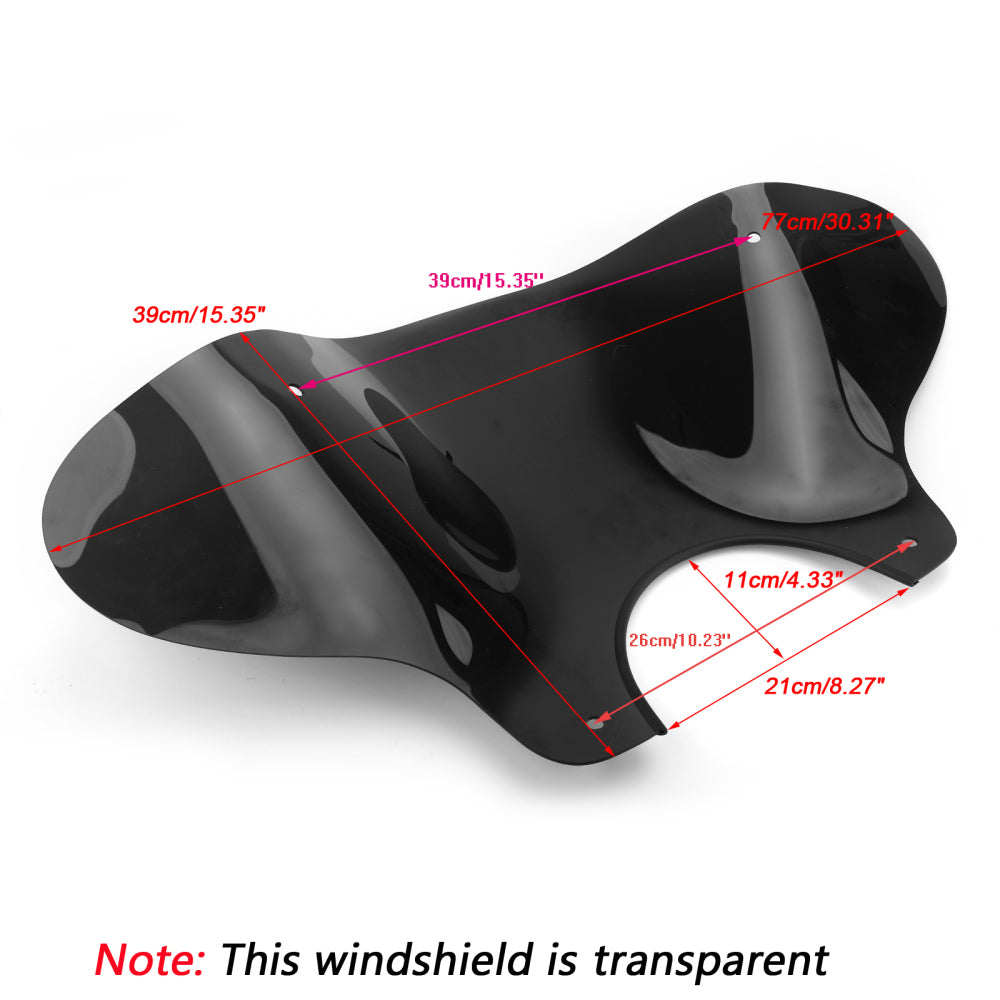 Universal Motorrad Cruiser Windschutzscheibe Windschutzscheibe mit Montagesatz Schwarz