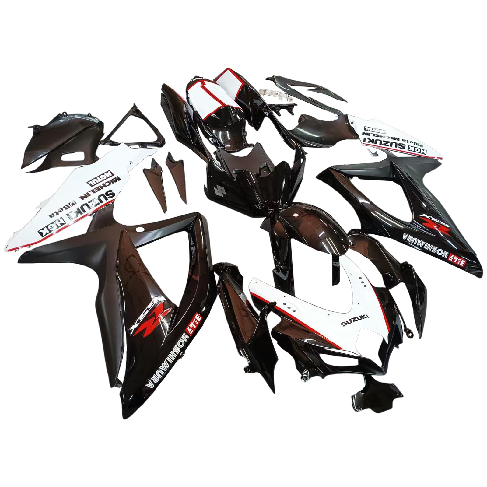 Amotopart 2008-2009 Suzuki GSXR 600/750 Black White Red Fairing Kit