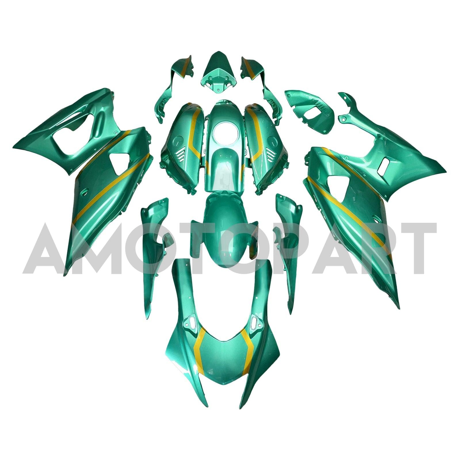 Amotopart 2021-2025 Yamaha YZF-R7 Light Green Gold Line Fairing Kit