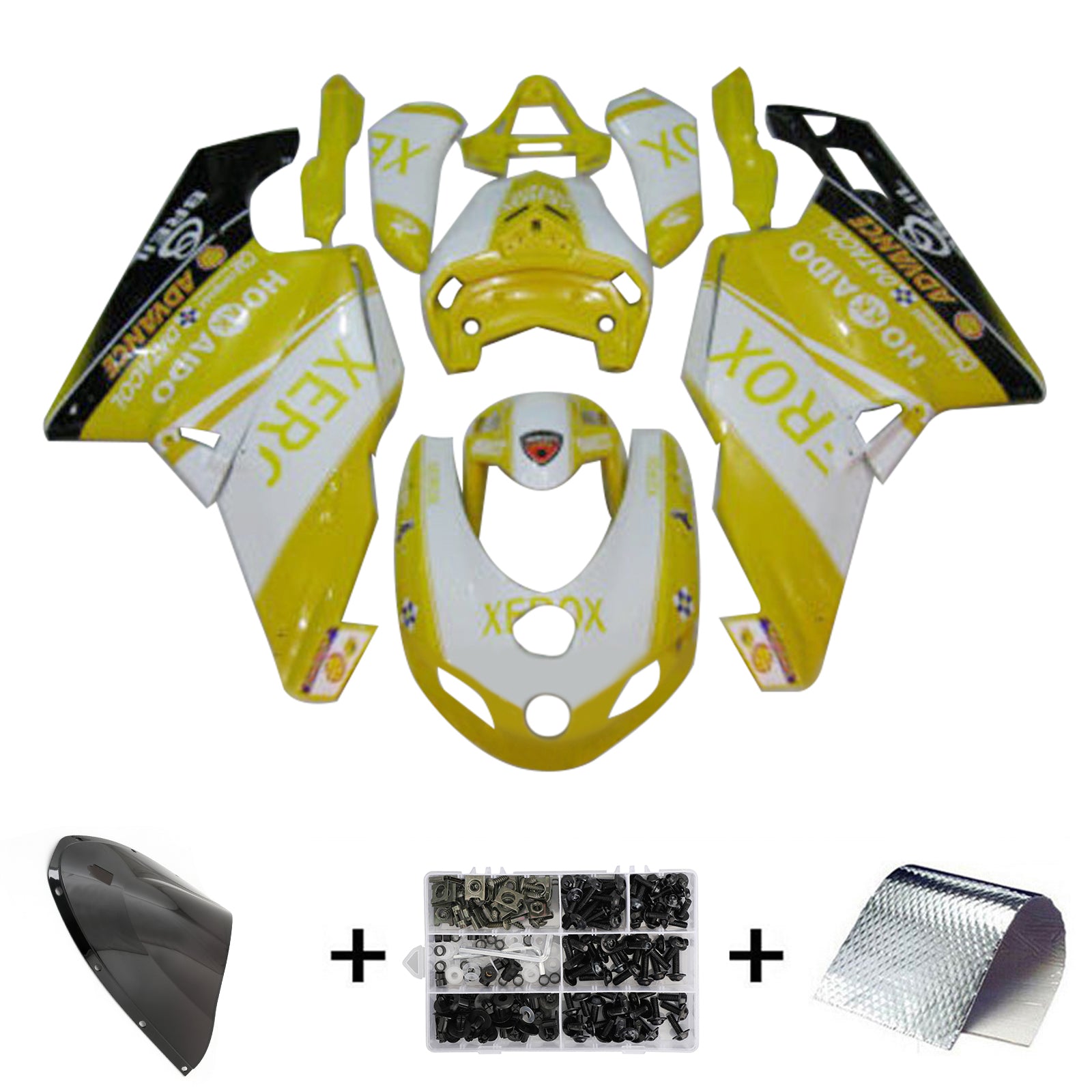 Amotopart Ducati 999 749 2005 2006 Kit de carenado marca amarillo y blanco