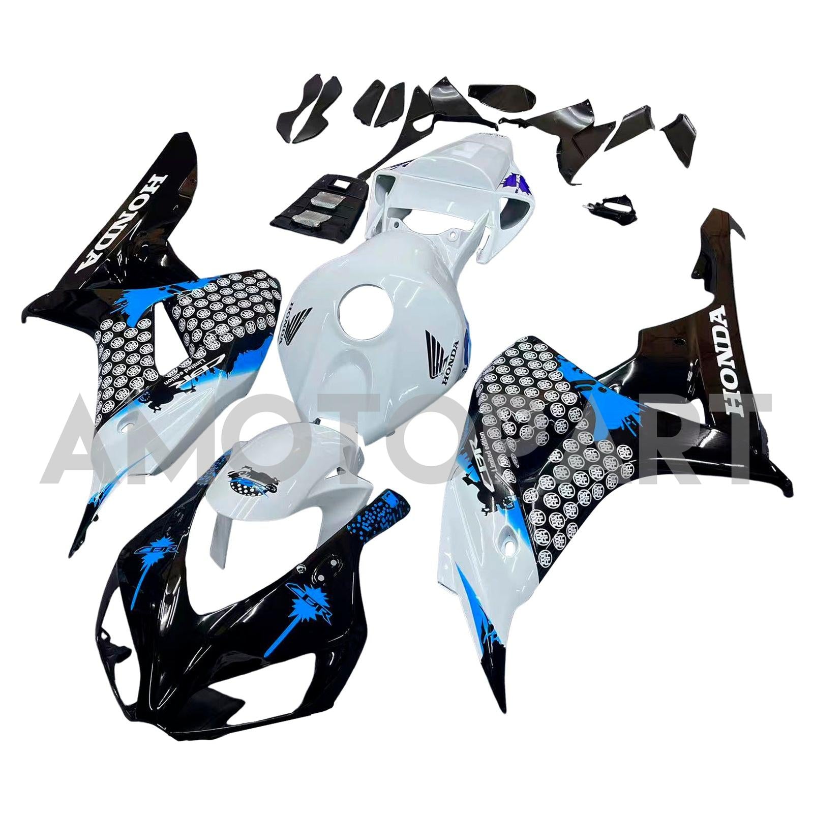 Amotopart 2006-2007 Honda CBR1000RR White Black Fairing Kit