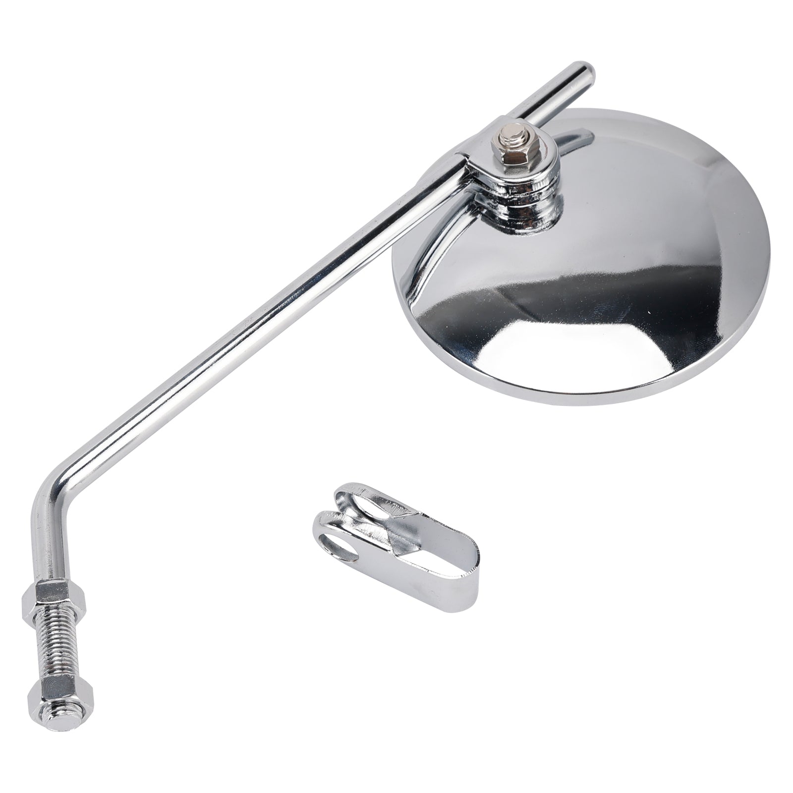 Pair 4" Chrome Clamp-On Mirror - 8" Long Stem For Honda Chopper Bobber Vintage