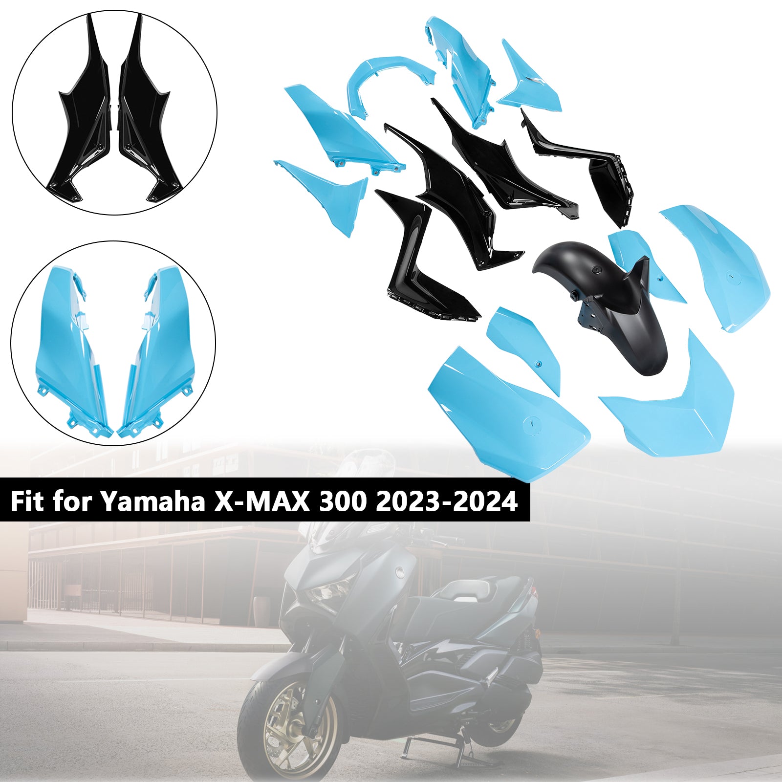 Kit carena Amotopart 2023-2024 Yamaha X-MAX 300 blu nero