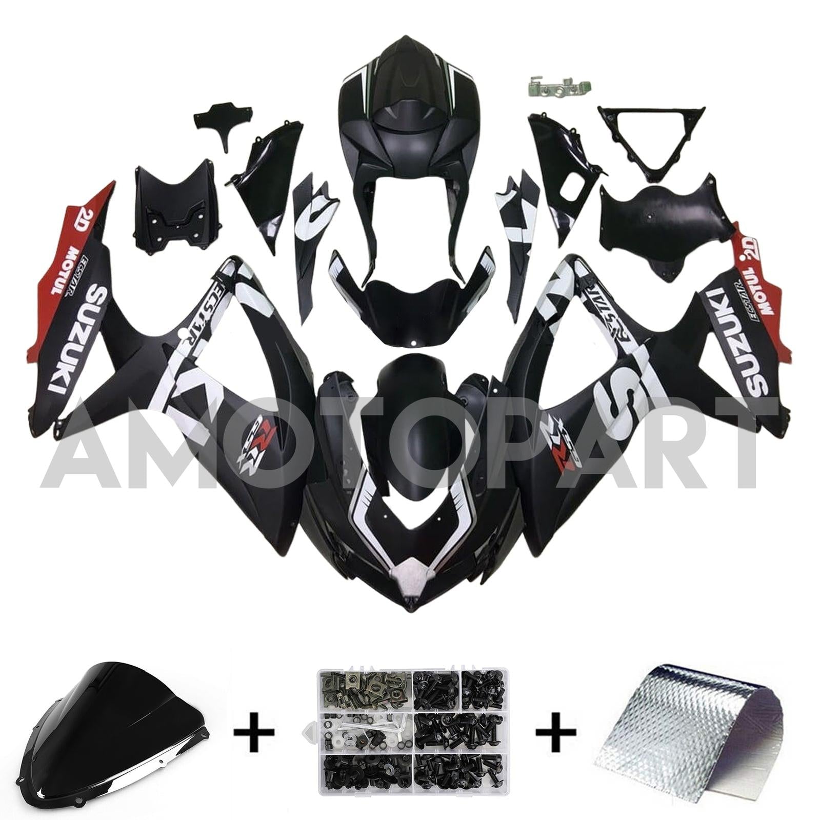 Amotopart 2008-2010 K8 GSXR 600/750 Suzuki Black&Red Fairing Kit