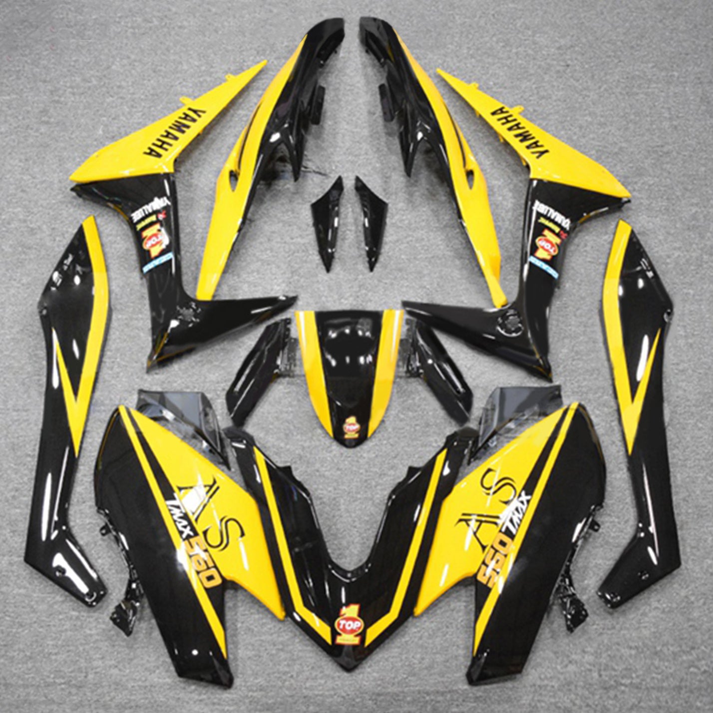 Amotopart 2019-2021 Yamaha TMAX560 Kit de carenado amarillo y negro