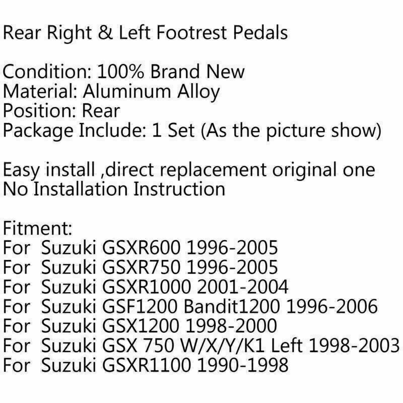 1996–2006 Suzuki GSF1200 Bandit1200 1998–2000 GSX1200 hinten rechts & linke Fußstützenpedale