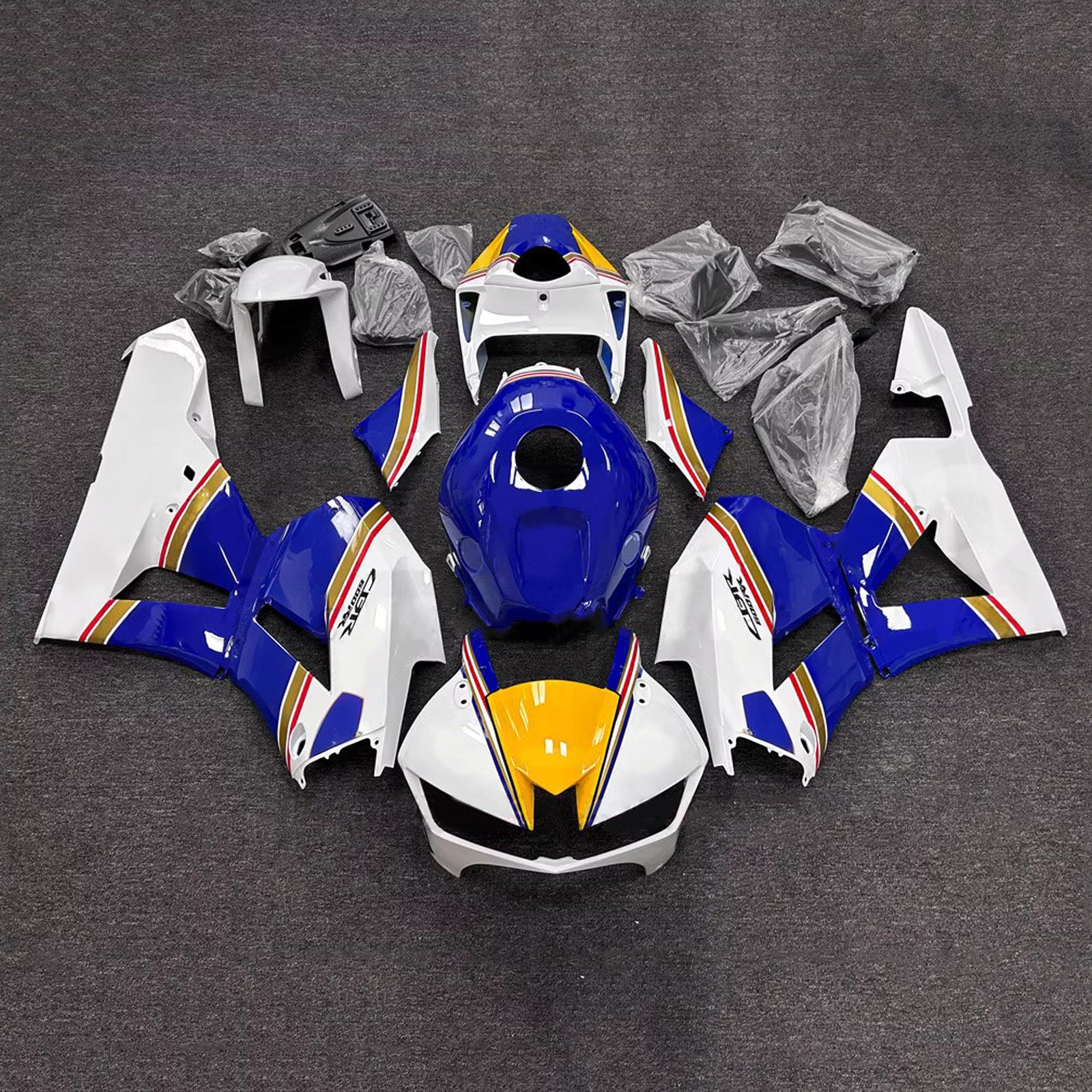 Amotopart 13-26 versión estadounidense. & 13-23 versión europea. Kit de carenado Honda CBR600RR blanco azul