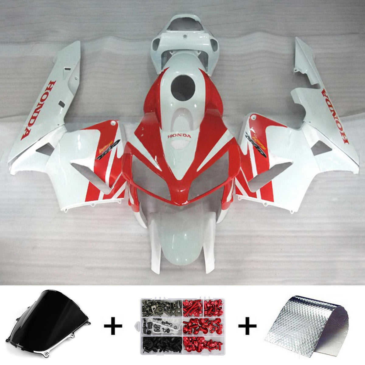 Amotopart 2005-2006 Honda CBR600RR White Red Fairing Kit