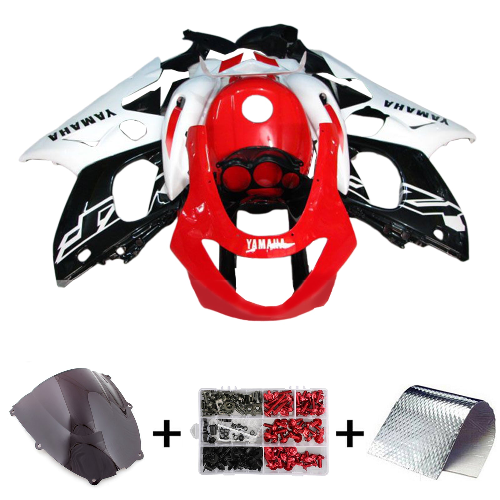 Amotopart 1996-2007 Yamaha YZF 600R Thundercat Schwarz Rot Weiß Verkleidungssatz