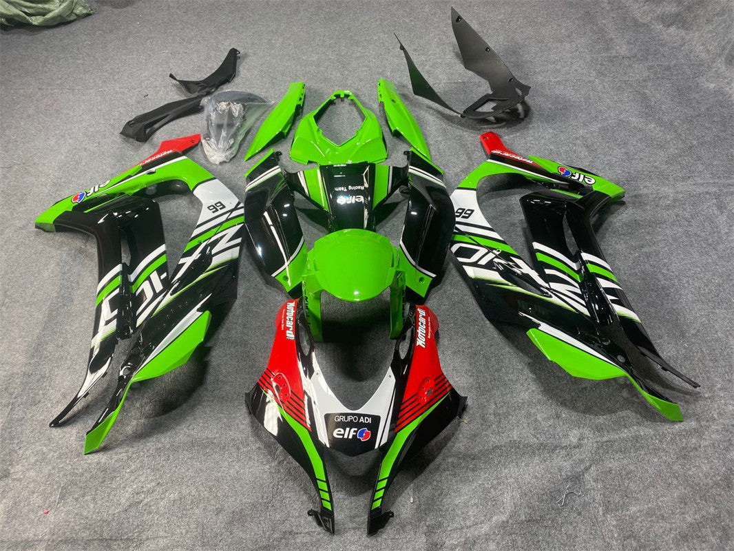 Amotopart Kawasaki ZX10R 2016-2020 ブラック & グリーン スタイル 6 フェアリングキット