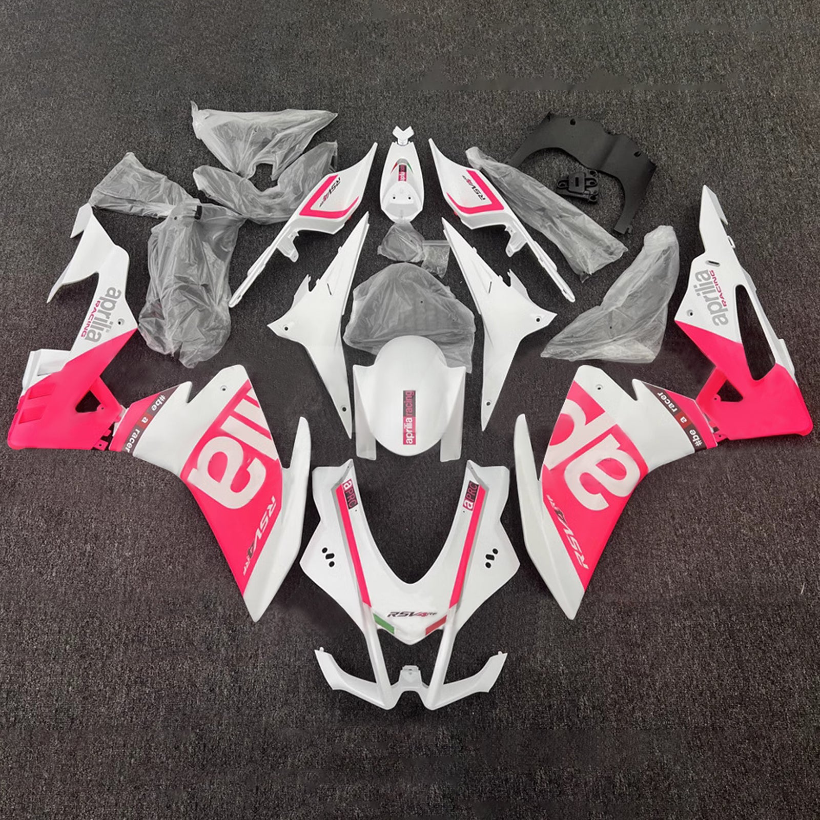 Amotopart 2016-2020 Aprilia RSV4 1000 White Pink Fairing Kit