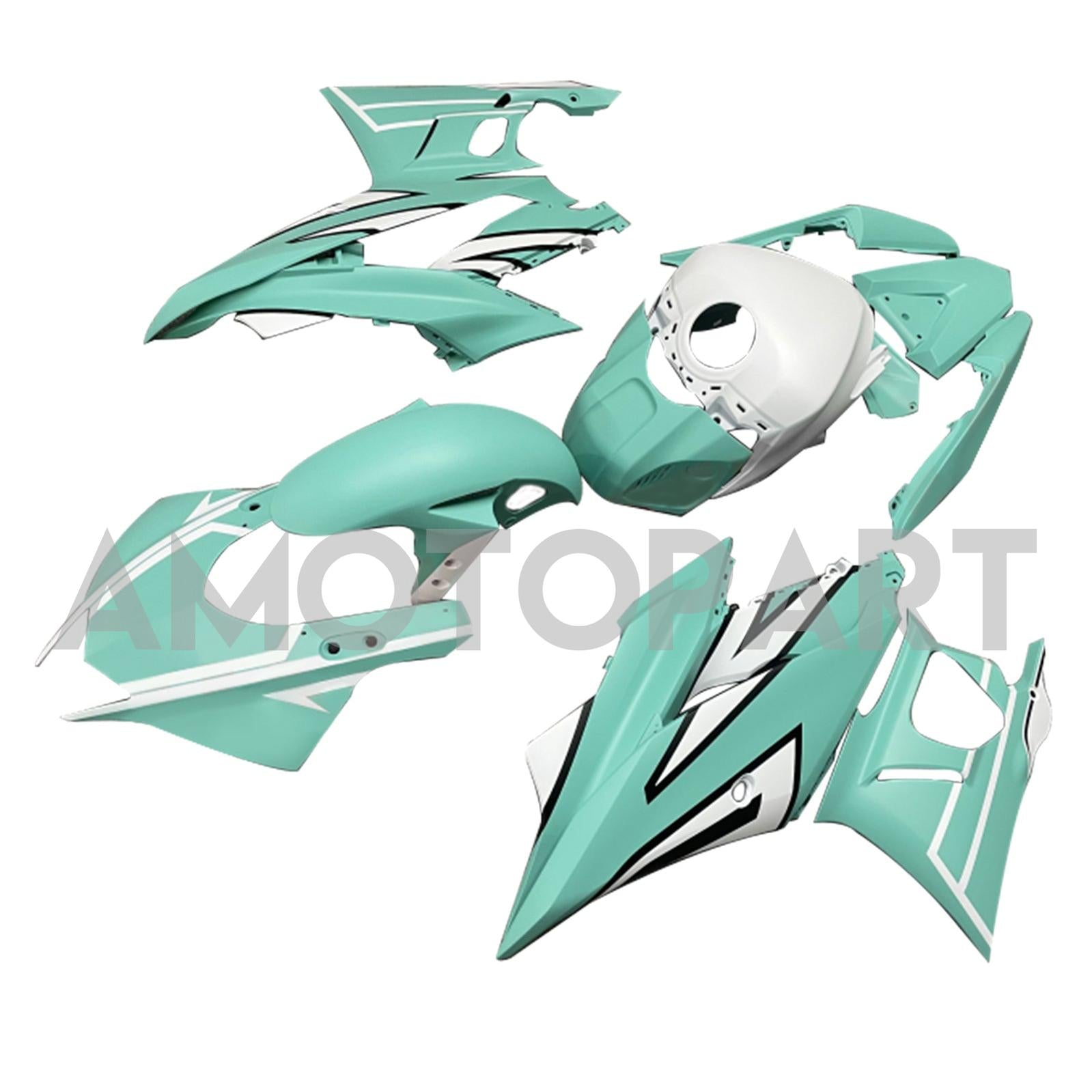 Amotopart 2022-2024 Yamaha YZF-R3 R25 Matte Green&White Fairing Kit