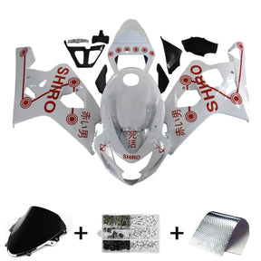 Amotopart 2004-2005 K4 GSXR 600/750 Suzuki White&Red Emblems Fairing Kit