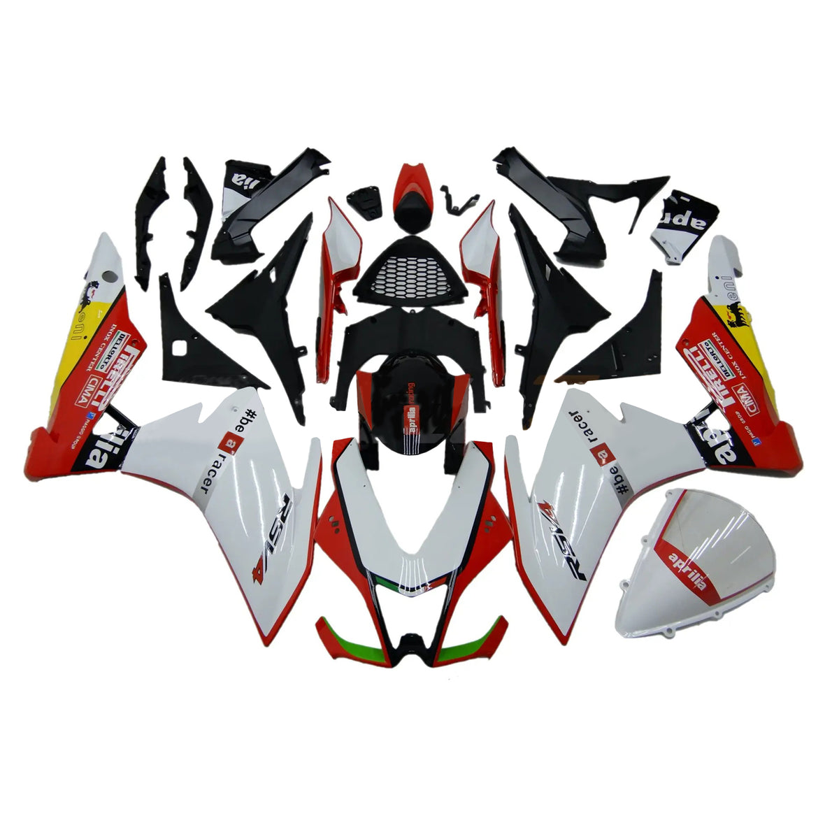 Amotopart 2009-2015 RSV4 1000 Aprilia Kit carena Style4 bianco e rosso