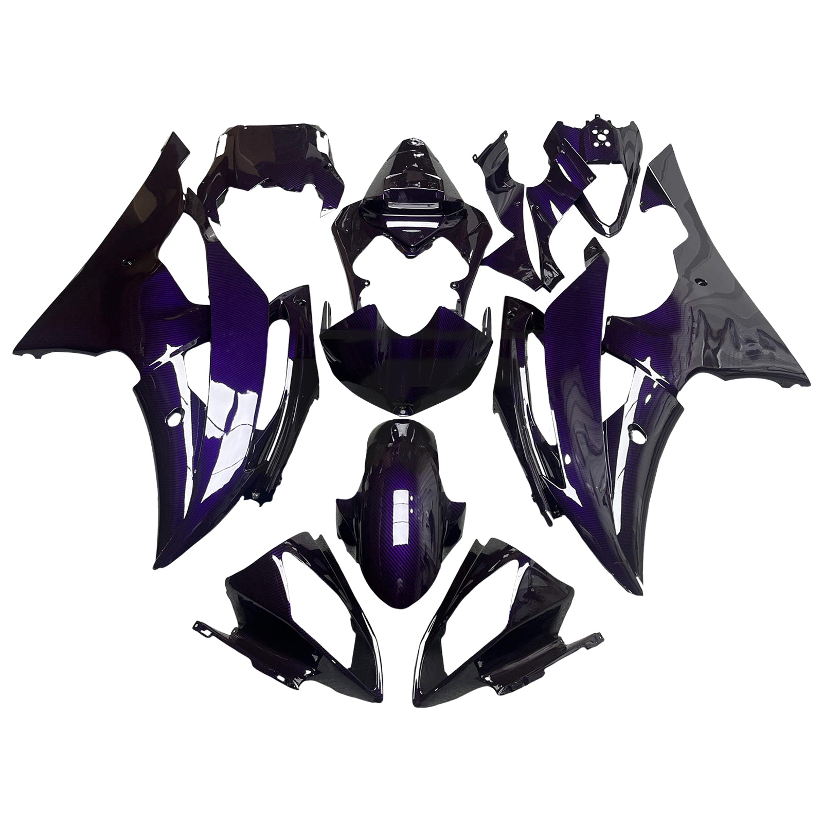 Amotopart 2008-2016 Yamaha YZF-R6 Purple Black Fairing Kit