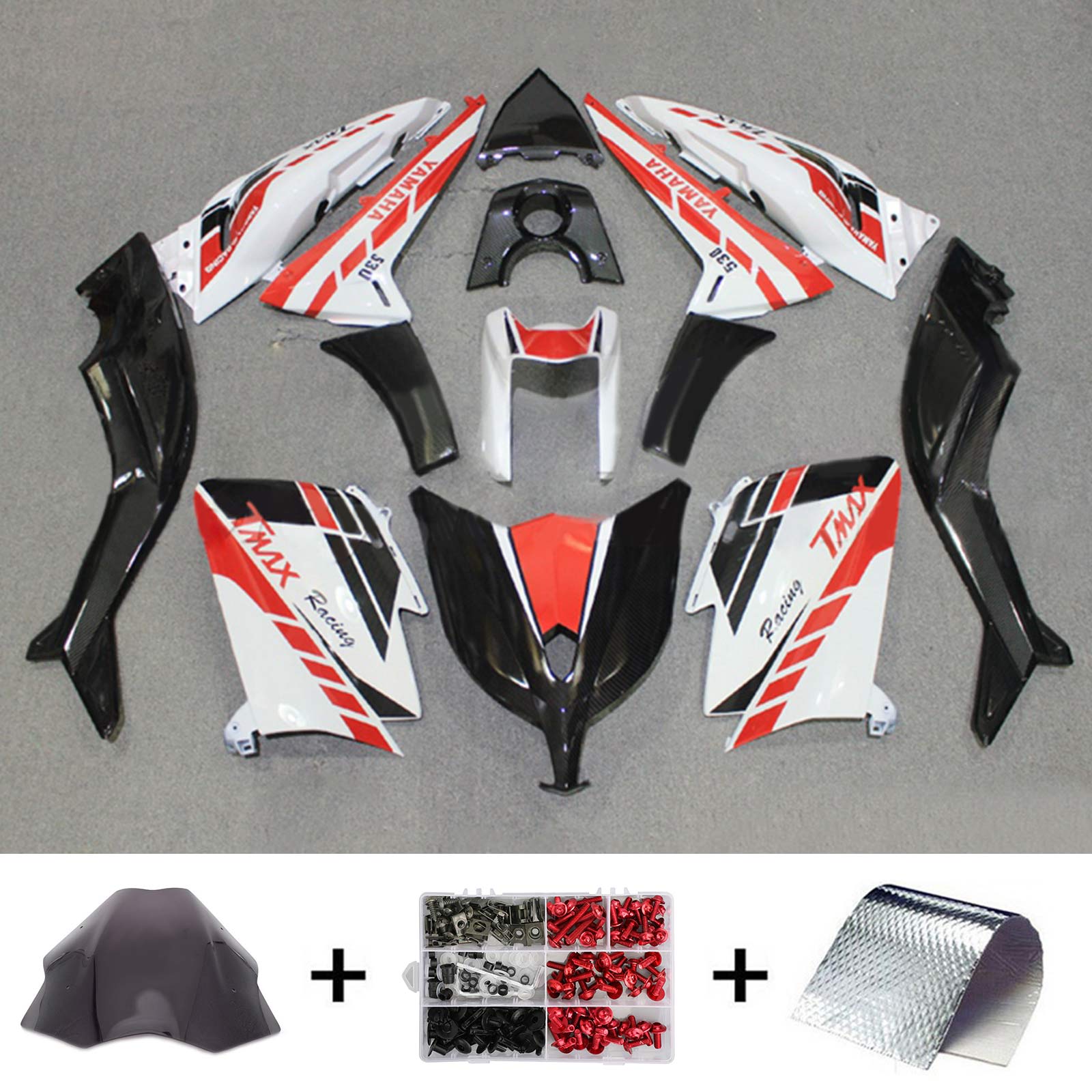 Amotopart 2012-2014 TMax TMAX 530 Yamaha rojo y blanco estilo 1 kit de carenado