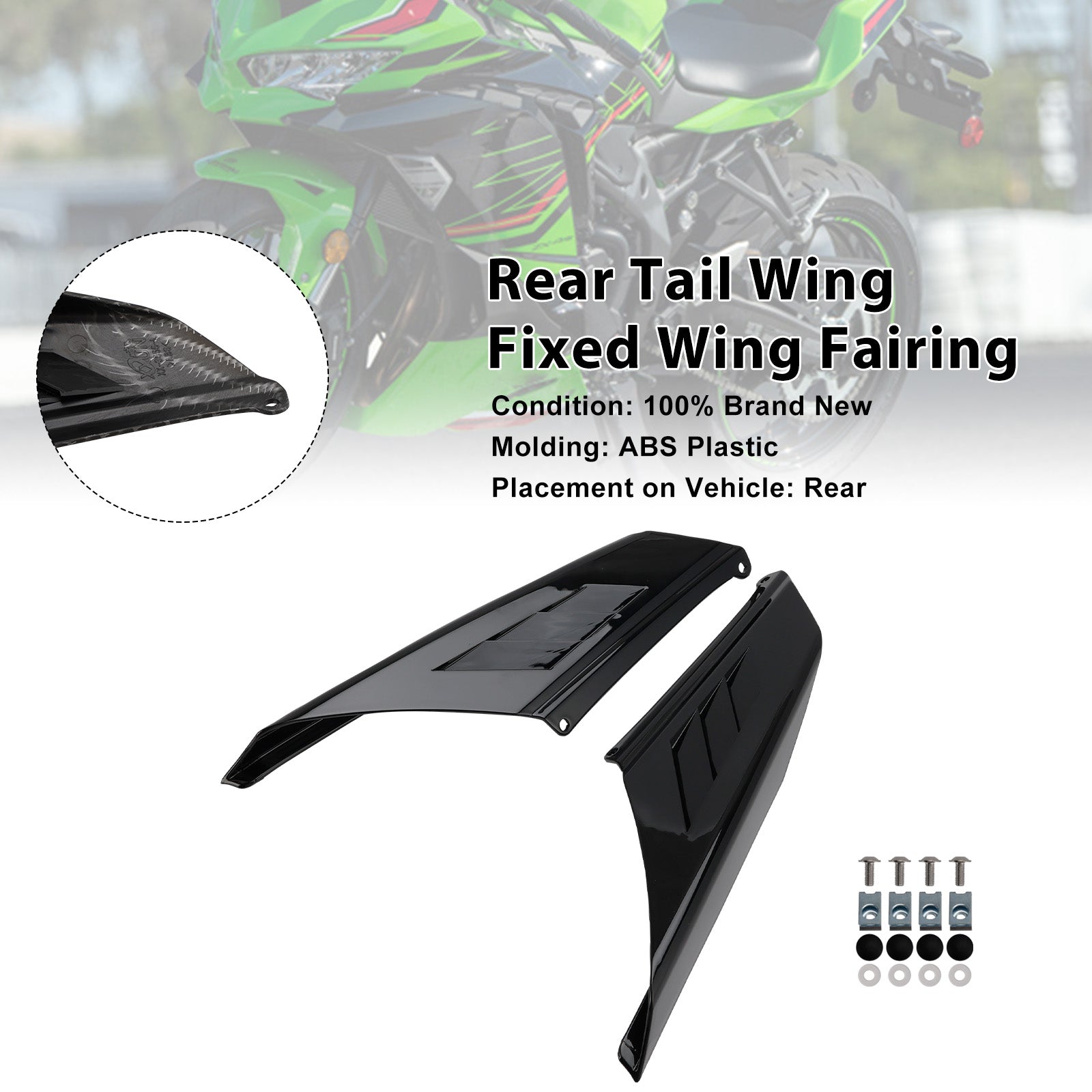 Kawasaki NINJA ZX-4R ZX-4RR 2023-2025 Rear Tail Wing Fixed Wing Fairing