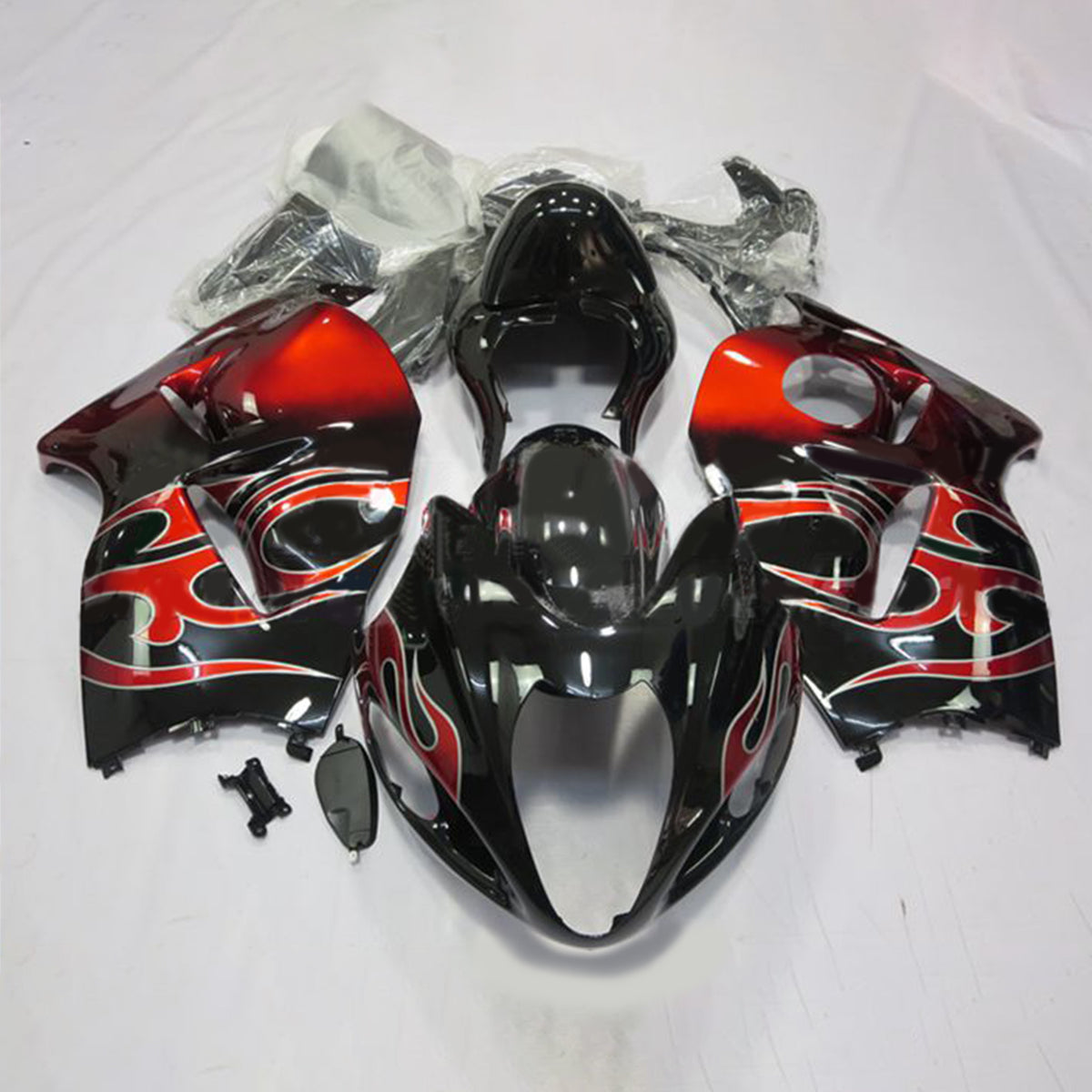 Amotopart 1999-2007 Suzuki Hayabusa GSX1300R Kit de carenado rojo y negro Style3