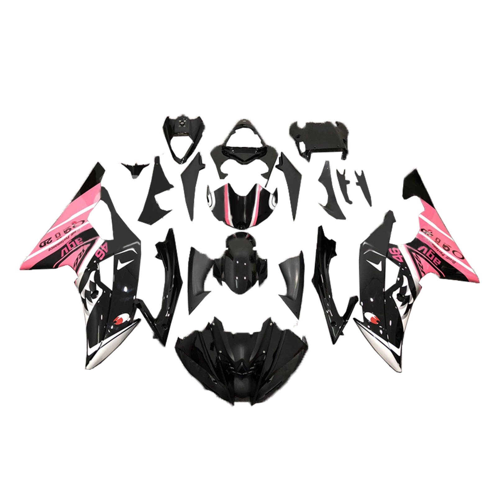 Amotopart 2008-2016 Yamaha YZF 600 R6 Black&Pink Fairing Kit