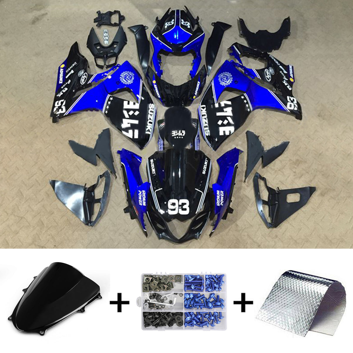 Amotopart 2009-2016 K9 GSXR1000 Suzuki Noir et Bleu Style4 Kit de carénage