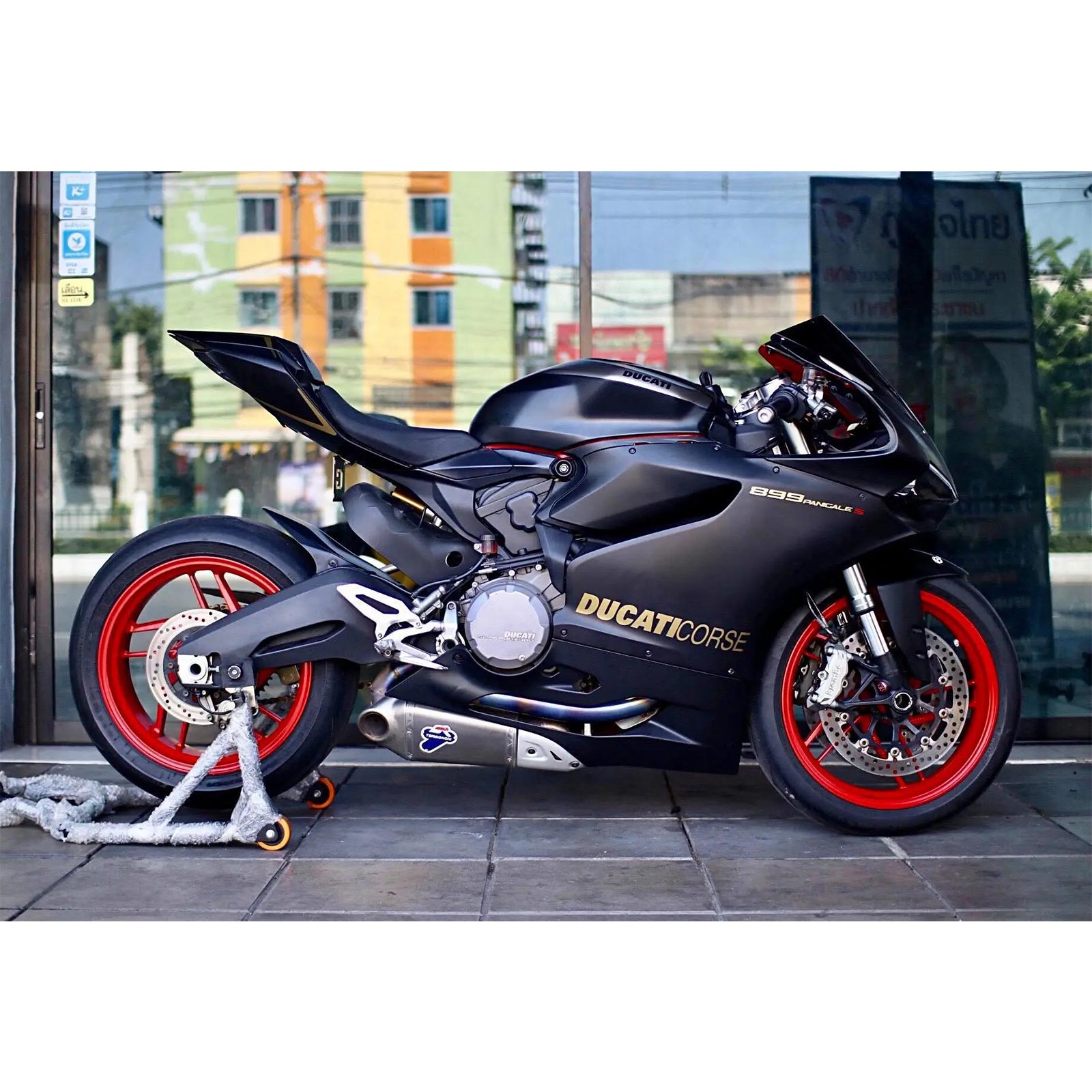 Amotopart 2012–2015 Ducati 1199 899 Mattschwarz mit goldenem Logo-Verkleidungsset