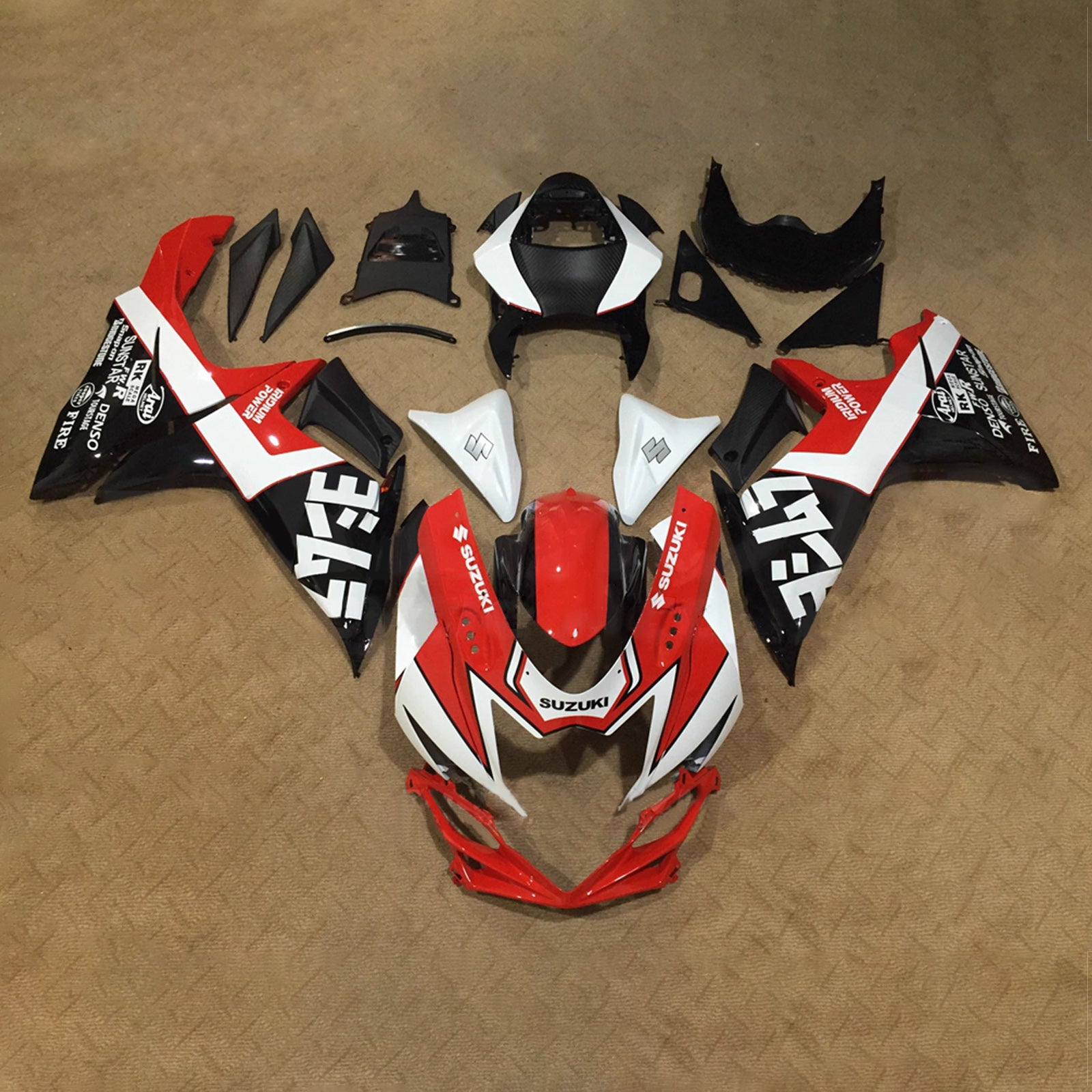 Amotopart 2011-2026 Suzuki GSXR 600/750 czerwony czarny biały zestaw owiewki