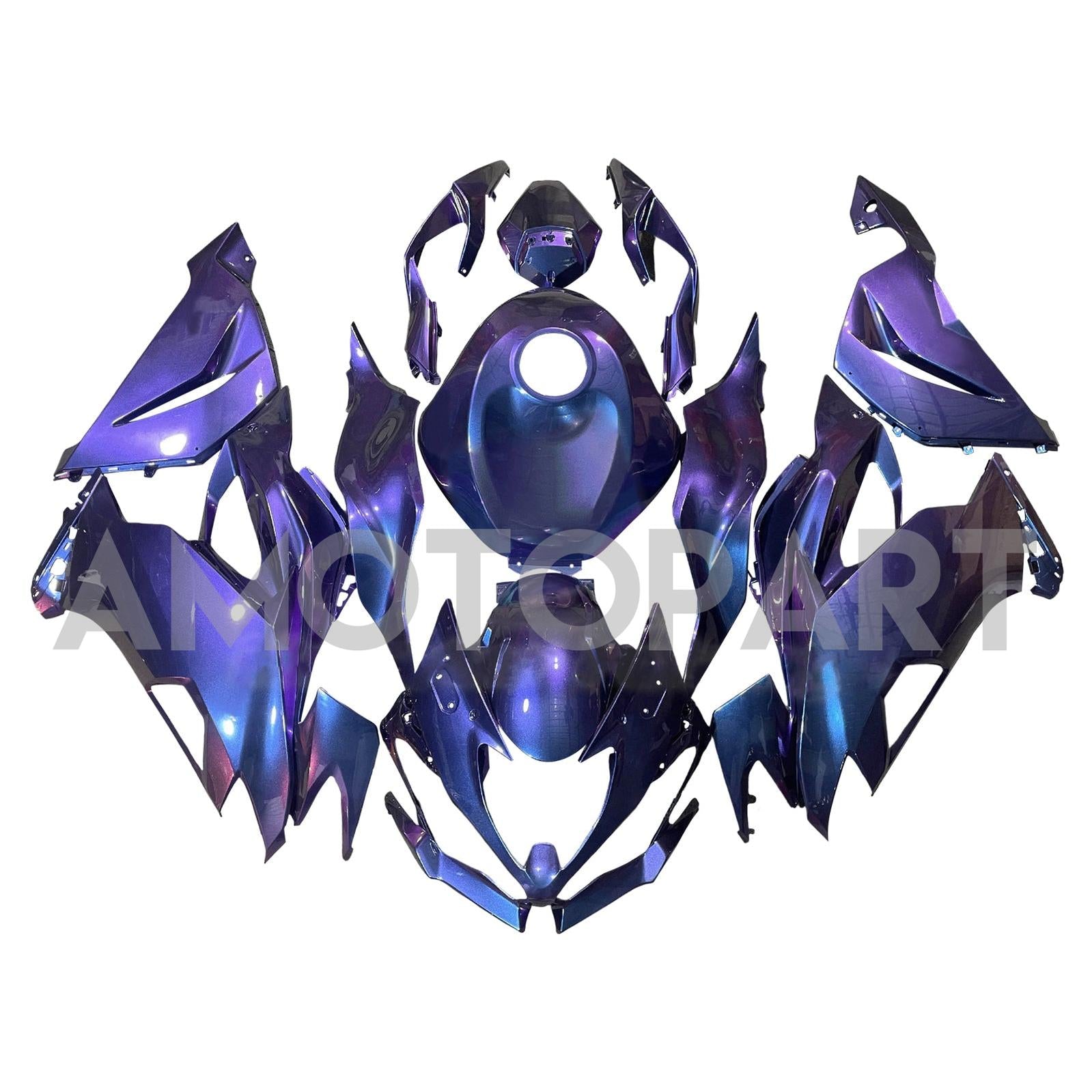 Amotopart 2019-2023 Kawasaki ZX6R Gradient Blue Purple Fairing Kit