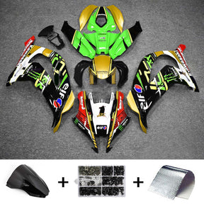 Amotopart 2016-2020 ZX10R Kawasaki Kit de carenado verde y dorado