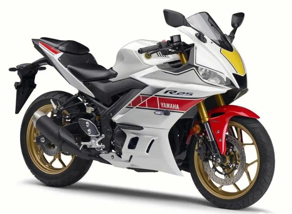 Amotopart 2022-2023 Kit carena Yamaha YZF-R3 R25 Bianco e Rosso Style1