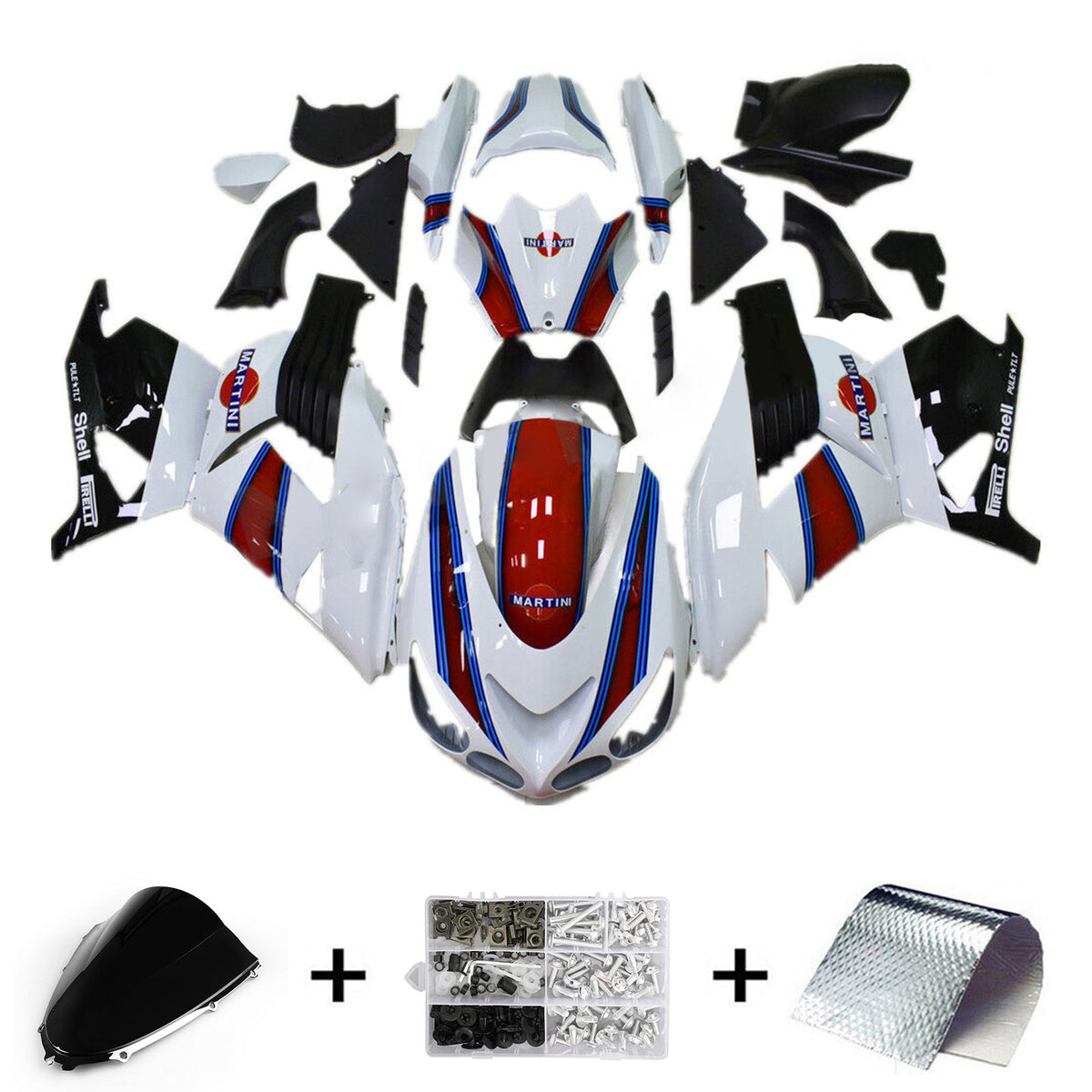 Amotopart 2006-2011 Kawasaki ZX14R ZZR1400 Kit de carénage noir rouge blanc