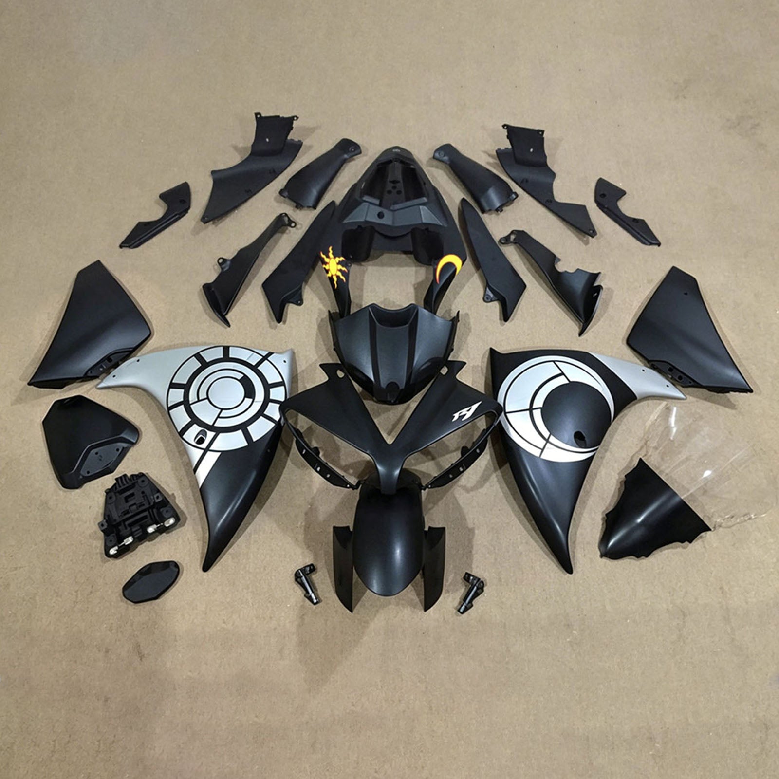Amotopart 2012-2014 Yamaha YZF-R1 Black Fairing Kit