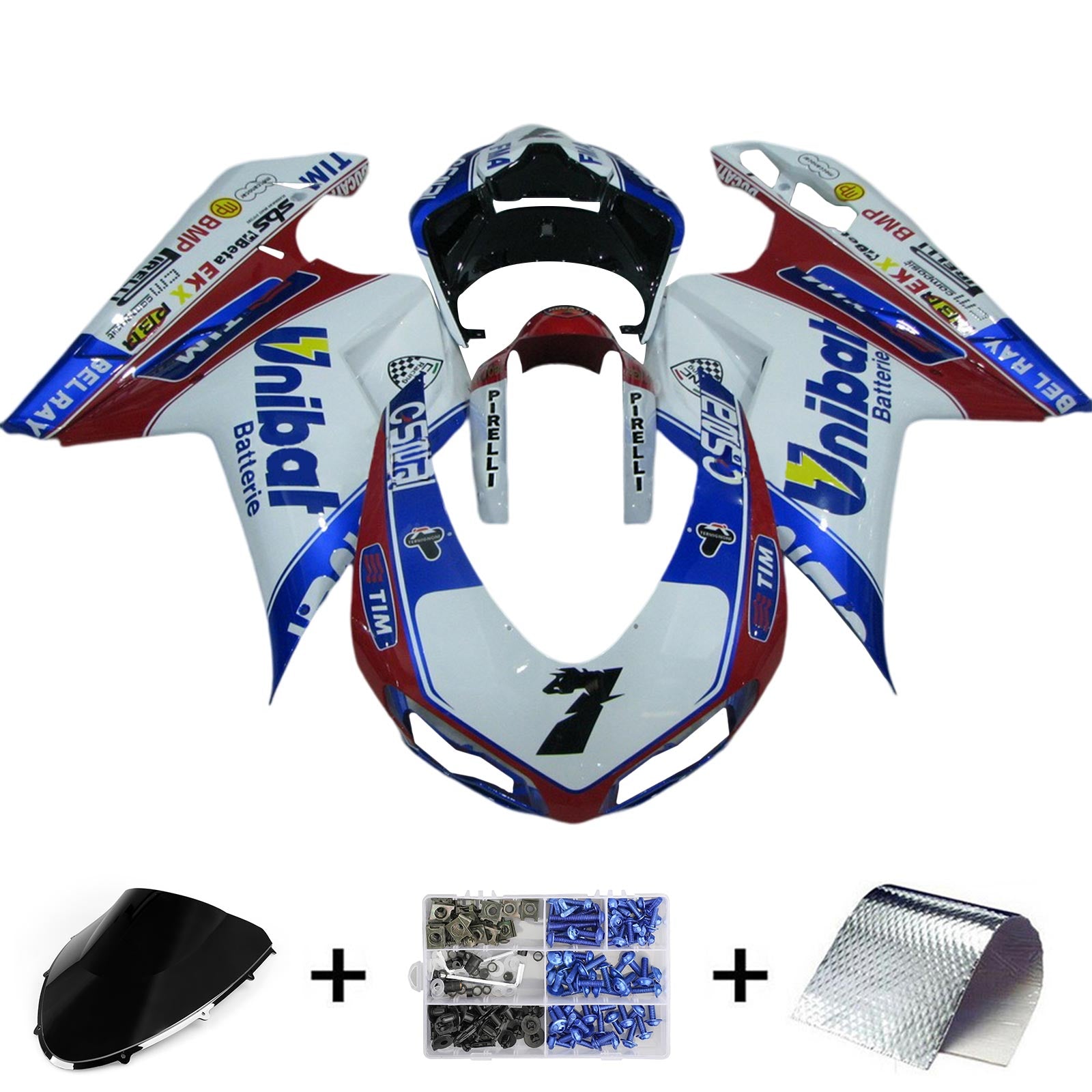 Amotopart Todos los años Ducati 1098 1198 848 Kit de carenado rojo y azul Style2