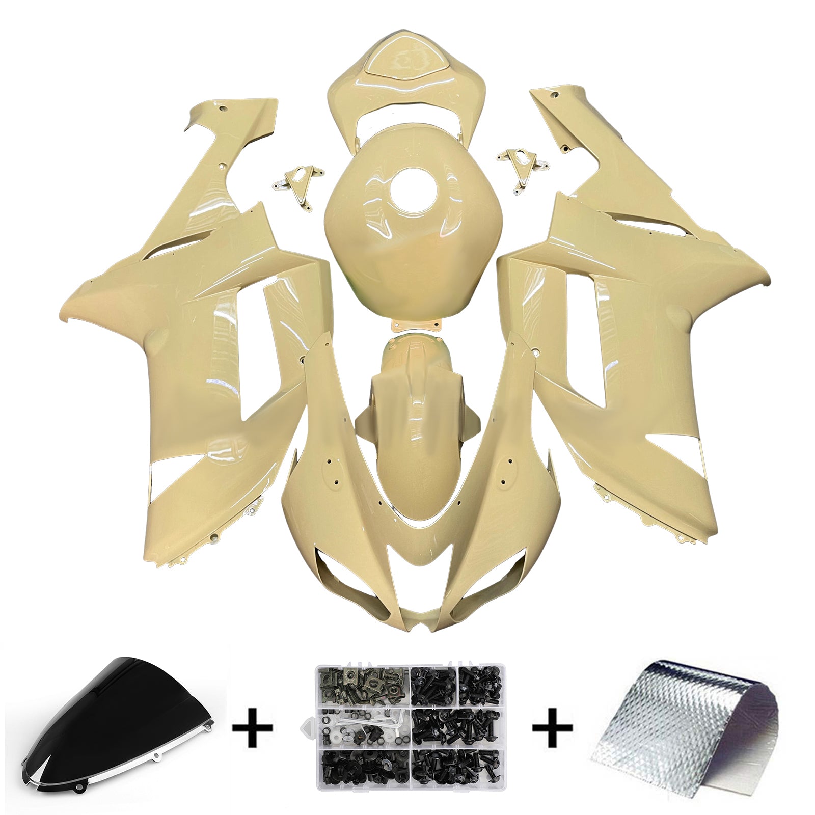 Amotopart 2007-2008 Kawasaki ZX6R 636 Yellow Fairing Kit