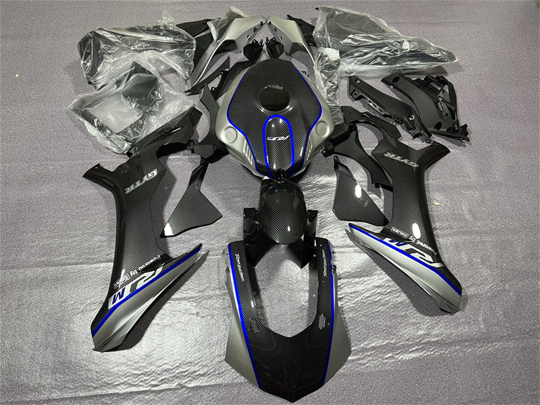 Amotopart ヤマハ 2015-2019 YZF 1000 R1 ブルー&ブラック カーボンファイバー フェアリングキット