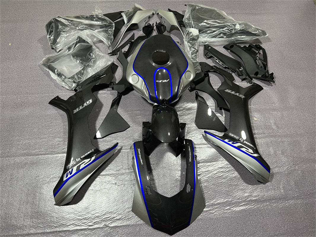 Amotopart Yamaha 2015–2019 YZF 1000 R1 blau-schwarzes Carbonfaser-Verkleidungsset