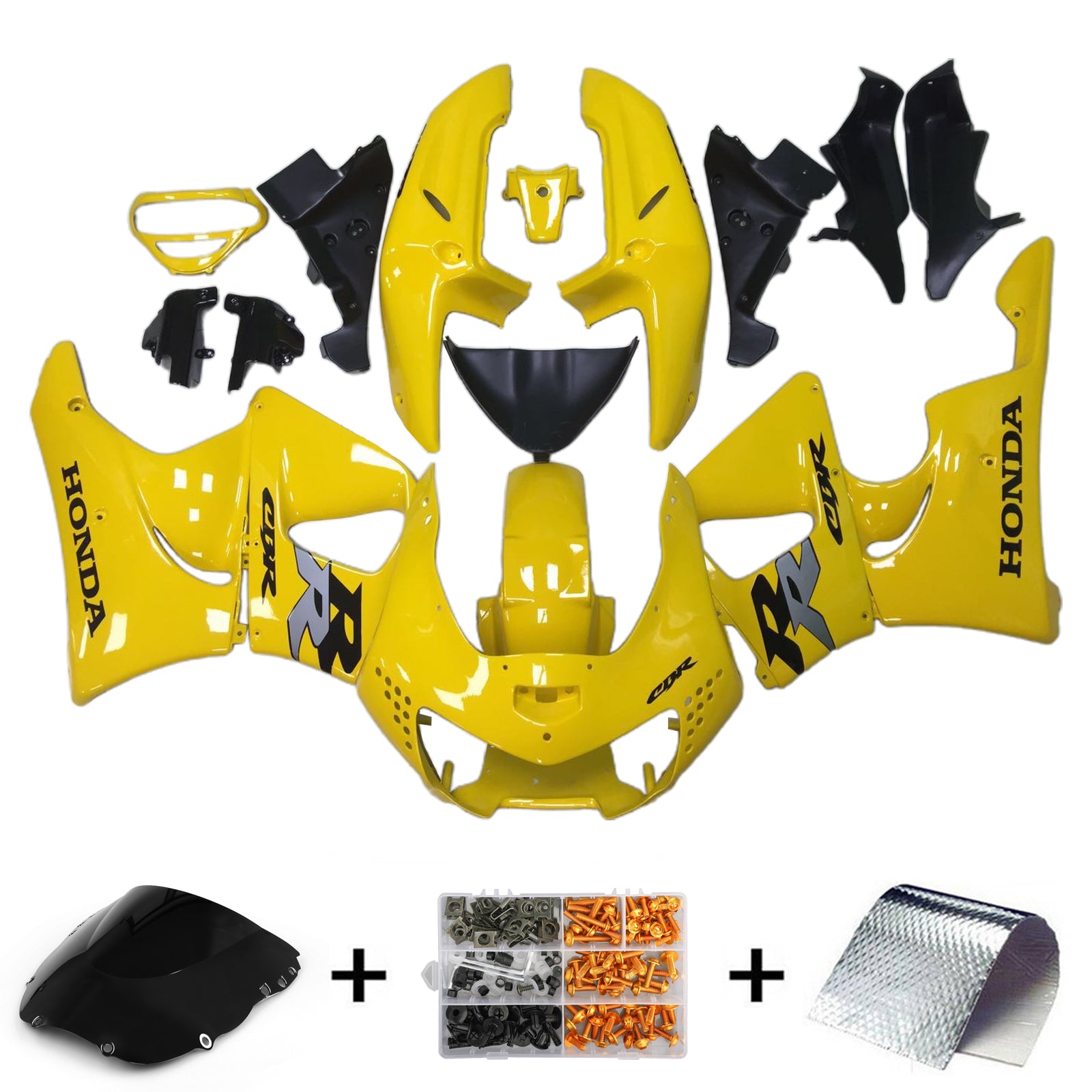 Amotopart 1998-1999 Honda CBR900RR 919 Kit de carénage jaune noir