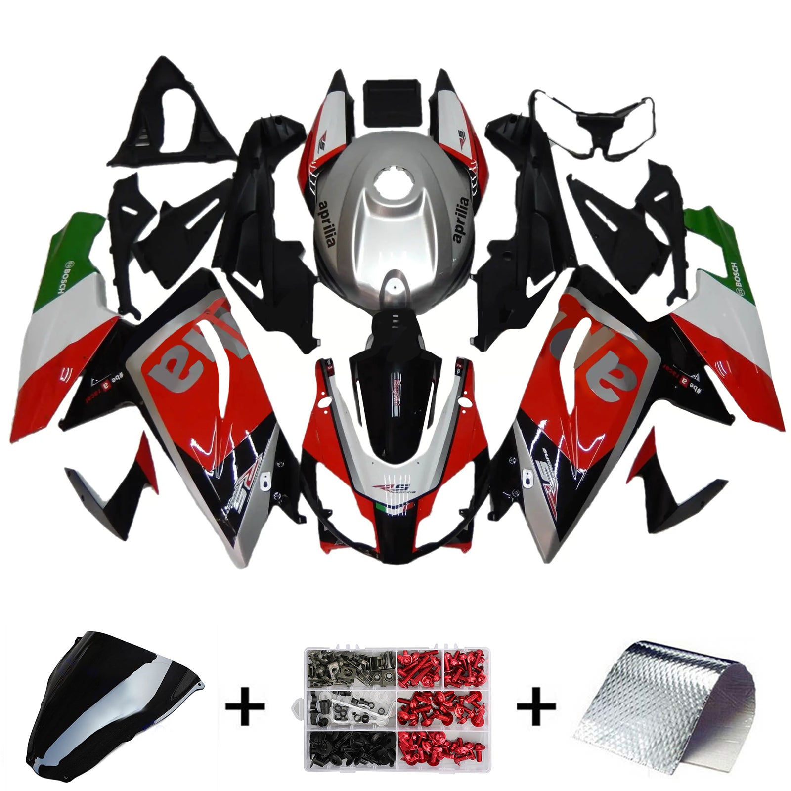 Amotopart 2006-2011 RS125 Aprilia Red&Green Style1 Fairing Kit