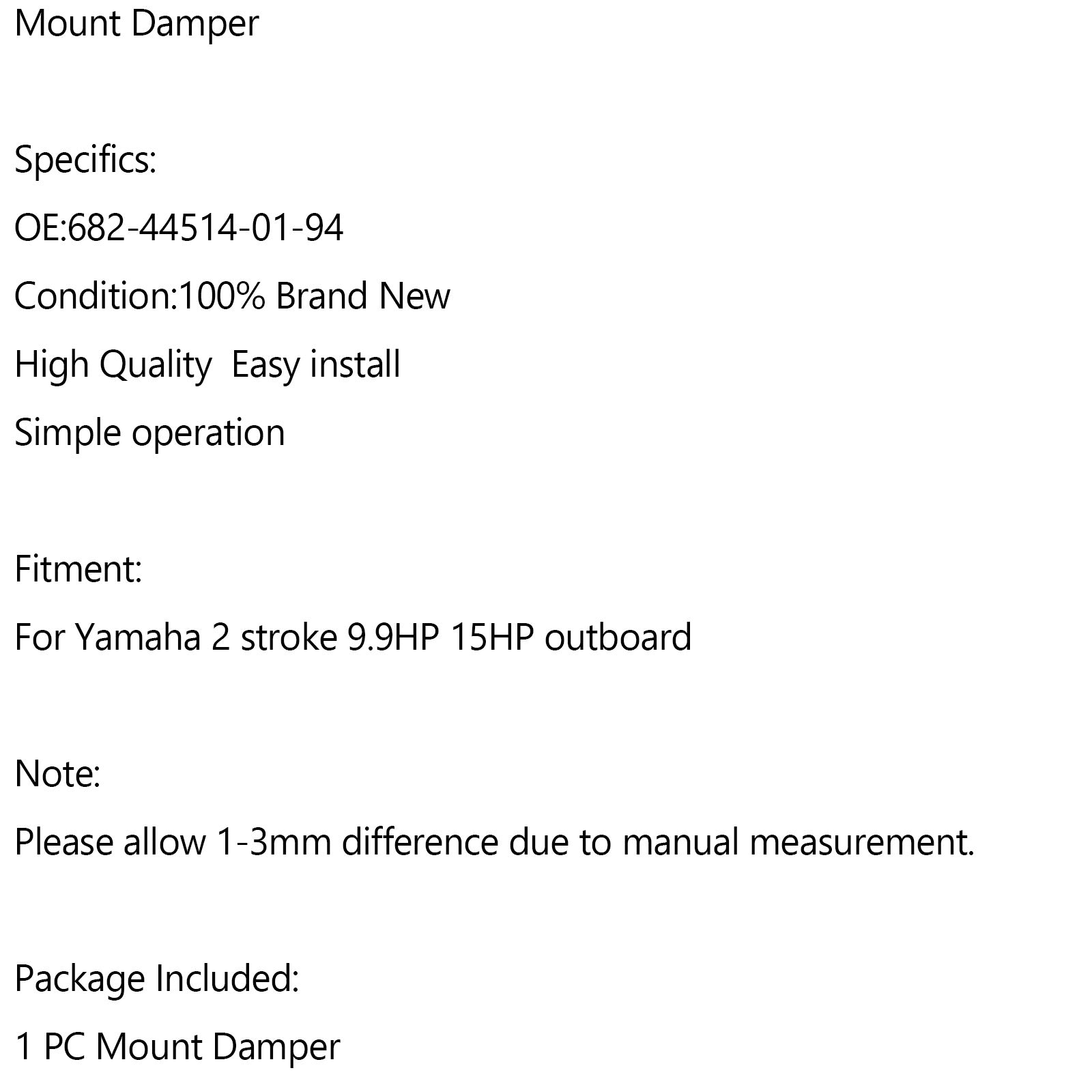 682-44514-01-94 Oberer Seitenmontagedämpfer für Yamaha 2-Takt-Außenbordmotor mit 9,9 PS und 15 PS
