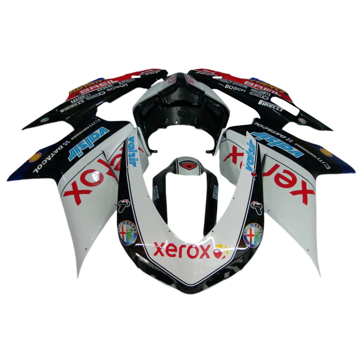Amotopart 2007-2012 Ducati 1098 1198 848 Kit carena Style3 in bianco e nero